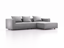 Lounge-Sofa Sereno, bodennah, B297xT180xH71 cm, Sitzhöhe 43 cm, mit Liegeteil rechts inkl. 3 Kissen (70x55 cm), Buche, Wollstoff Stavang Kiesel