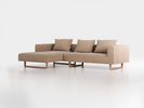 Lounge-Sofa Sereno inkl. 3 Kissen (70x55 cm), B 297 x T 180 cm, Liegeteil links, Kufenfuß, mit Bezug Wollstoff Elverum Haselnuss (74), Eiche