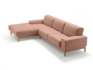 Lounge-Sofa Alani Liegeteil inkl. fixer Armlehne links, Eiche, mit Bezug Leinenstoff Lino Zimt