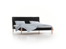 Bett Lorea mit Polsterbetthaupt, 200 x 210 cm, Wollstoff Kaland Schiefer (67), Buche