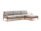 Loungesofa Linera, breit mit Liegeteil rechts, Wollstoff Tano Natur, Eiche