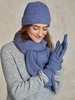 Mütze, Strickschal & Handschuhe, stahlblau