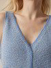 Stricktop aus Alpakawolle, blau/weiss