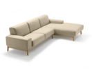 Lounge-Sofa Alani Liegeteil inkl. fixer Armlehne rechts, Eiche, mit Bezug Leinenstoff Lino Flachs