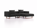 Lounge-Sofa Sereno, B267xT180xH71 cm, Sitzhöhe 43 cm, mit Liegeteil rechts inkl. 2 Kissen (70x55 cm), Kufenfuß Buche, Wollstoff Stavang Mocca