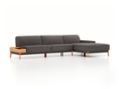 Lounge-Sofa Alani, B 340 x T 179 cm, Liegeteil rechts, Sitzhöhe in cm 44, mit Bezug Wollstoff Elverum Mocca (73), Buche