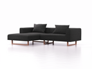 Lounge-Sofa Sereno, B267xT180xH71 cm, Sitzhöhe 43 cm, mit Liegeteil links inkl. 2 Kissen (70x55 cm), Kufenfuß Buche, Wollstoff Stavang Mocca
