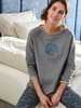 Sweatshirt-Druck, stein melange & Leggings, yoga druck blau/grau