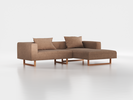 Lounge-Sofa Sereno inkl. 2 Kissen (70x55 cm), B 267 x T 180 cm, Liegeteil rechts, Kufenfuß, mit Bezug Wollstoff Stavang Haselnuss (65), Buche