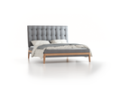 Polsterbett Filomena, 160 x 200 cm, Wollstoff Stavang Kiesel (62), Eiche