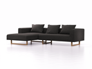 Lounge-Sofa Sereno, B297xT180xH71 cm, Sitzhöhe 43 cm, mit Liegeteil links inkl. 3 Kissen (70x55 cm), Kufenfuß Eiche, Wollstoff Stavang Schiefer