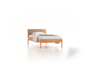 Bett Almeno mit Kopfhaupt inkl. abnehmbare Housse, 100 x 200 cm, Wollstoff Elverum Haselnuss (74), Buche