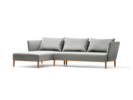 Lorea Lounge-Sofa, Liegeteil links, Buche, mit Bezug Wollstoff Kaland Kiesel