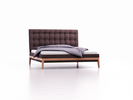 Polsterbett Filomena, 180 x 200 cm, Wollstoff Elverum Pflaume, Buche