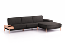 Lounge-Sofa Alani Liegeteil inkl. fixer Armlehne rechts, 300x179x82 cm, Sitzhöhe 44 cm, Buche, mit Bezug Wollstoff Stavang Schiefer