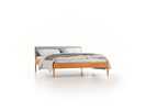 Bett Almeno mit Kopfhaupt inkl. wechselbarer Housse, 160 x 200 cm, Wollstoff Elverum Blaugrau (83), Buche