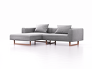 Lounge-Sofa Sereno, B267xT180xH71 cm, Sitzhöhe 43 cm, mit Liegeteil links inkl. 2 Kissen (70x55 cm), Kufenfuß Buche, Wollstoff Stavang Kiesel