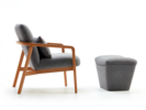 Hocker Coppini & Fauteuil Coppa, Wollstoff Elverum Mocca