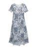 Kleid bedruckt Graublau Vorderansicht