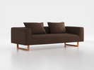 3er-Sofa Sereno B 235 x T 96 cm, inkl. 2 Kissen (70x55 cm), Kufenfuß, mit Bezug Wollstoff Stavang Torf (64), Buche