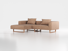 Lounge-Sofa Sereno inkl. 2 Kissen (70x55 cm), B 267 x T 180 cm, Liegeteil links, Kufenfuß, mit Bezug Wollstoff Stavang Haselnuss (65), Eiche
