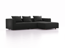 Lounge-Sofa Sereno, bodennah, B297xT180xH71 cm, Sitzhöhe 43 cm, mit Liegeteil rechts inkl. 3 Kissen (70x55 cm), Buche, Wollstoff Kaland Mocca