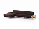 Lounge-Sofa Alani Liegeteil inkl. fixer Armlehne links, 179x340x82 cm, Sitzhöhe 44 cm, Eiche, mit Bezug Wollstoff Stavang Torf