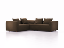 Ecksofa Sereno links, bodennah, B276xT235xH71 cm, Sitzhöhe 43 cm, inkl. 4 Kissen (70x55 cm), Buche, Wollstoff Kaland Torf