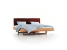 Bett Almara, 200 x 200 cm, mit Überzug Wollstoff Kaland Ziegel (72), Buche