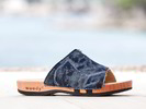 Denim Pantolette mit Holzsohle, 36 dark denim