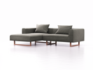 Lounge-Sofa Sereno, B267xT180xH71 cm, Sitzhöhe 43 cm, mit Liegeteil links inkl. 2 Kissen (70x55 cm), Kufenfuß Buche, Wollstoff Elverum Mocca