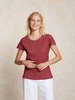 Shirt-Kurzarm, rippe rot/hellblau