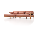 Loungesofa Linera, breit mit Liegeteil links, Wollstoff Elverum Ziegel (85), Eiche