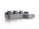 Lounge-Sofa Sereno mit Schlaffunktion inkl. 3 Kissen (70x55 cm), B 320,5 x T 180 cm, Bodennah, Liegeteil rechts, Buche, mit Bezug Wollstoff Kaland Kiesel (68)