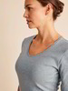 Shirt Kurzarm Rippe, grau melange