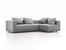 Ecksofa Sereno, bodennah, B276xT180xH71 cm, Sitzhöhe 43 cm, mit Liegeteil rechts inkl. 4 Kissen (70x55 cm), Eiche, Wollstoff Stavang Kiesel