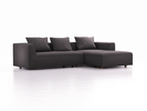 Lounge-Sofa Sereno, bodennah, B297xT180xH71 cm, Sitzhöhe 43 cm, mit Liegeteil rechts inkl. 3 Kissen (70x55 cm), Eiche, Wollstoff Stavang Stein
