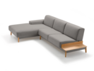 Lounge-Sofa Alani Liegeteil inkl. fixer Armlehne links, Buche, mit Bezug Leinenstoff Lino Schiefer