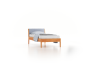 Bett Almeno mit Kopfhaupt inkl. wechselbarer Housse, 90 x 200 cm, Wollstoff Elverum Blaugrau (83), Buche