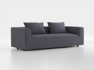 3er-Sofa Sereno B 235 x T 96 cm, inkl. 2 Kissen (70x55 cm), Bodennah, mit Bezug Wollstoff Elverum Torfblau (82), Eiche