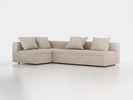 Ecksofa Sereno mit Schlaffunktion inkl. 4 Kissen (70x55 cm), Bodennah, B 300 x T180 cm, Eckteil links, mit Bezug Wollstoff Tano Natur Hell (80), Buche