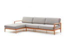 Loungesofa Linera, breit mit Liegeteil links, Wollstoff Tano Natur, Buche