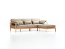 Loungesofa Linera, schmal mit Liegeteil rechts, Wollstoff Stavang Sand (66), Buche