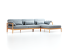 Loungesofa Linera, breit mit Liegeteil rechts, Wollstoff Kaland Kiesel (68), Buche