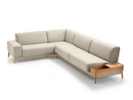 Ecksofa Alani, Buche, mit Bezug Wollstoff Tartini Sand