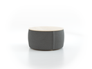 Sofatisch/Hocker Tambor mit Stauraum u. Holzdeckel, H 34,3 cm, Ø 64 cm, Bezug Wollstoff Elverum Mocca (73), Esche