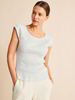 Kurzarmshirt, ringel-rippe natur/grau