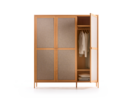 Kleiderschrank Tenso 3-türig, Wollstoff Tano Natur, Buche
