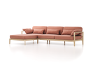 Loungesofa Linera, breit mit Liegeteil links, Wollstoff Elverum Ziegel (85), Esche