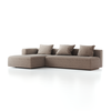 Lounge-Sofa Sereno mit Schlaffunktion inkl. 3 Kissen (70x55 cm), B 320,5 x T 180 cm, Bodennah, Liegeteil links, Buche, mit Bezug Wollstoff Tano Natur (79)